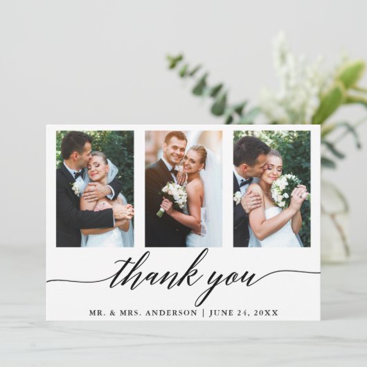 3 Fotokalligrafie bruiloft Bedankkaart (Staand voorkant)