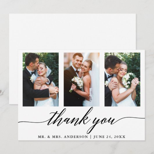3 Fotokalligrafie bruiloft Bedankkaart (Voorkant / Achterkant)