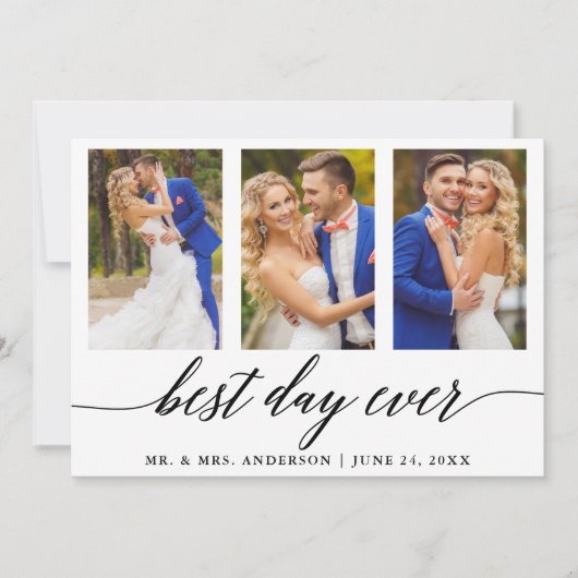 3 Fotokalligrafie Weduwdag Beste dag ooit Bedankkaart (Voorkant)