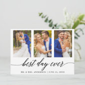 3 Fotokalligrafie Weduwdag Beste dag ooit Bedankkaart (Staand voorkant)