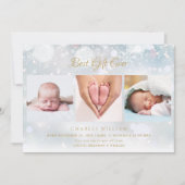 3 Fotokerstwinter, geboorteaankondiging Feestdagenkaart (Voorkant)