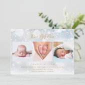 3 Fotokerstwinter, geboorteaankondiging Feestdagenkaart (Staand voorkant)