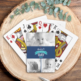 3 Fotomarine Happy 1st Father's Day Custom Modern Pokerkaarten