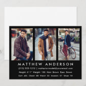 3 Fotomodel Actor Comp Kaart Black (Voorkant / Achterkant)