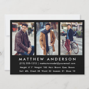 3 Fotomodel Actor Comp Kaart Black