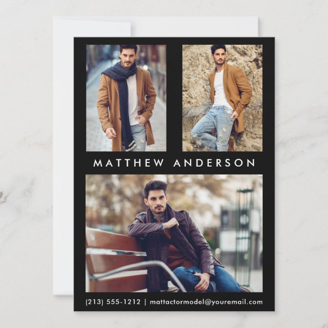 3 Fotomodel Actor Comp Kaart - zwart voorzijde (Voorkant)