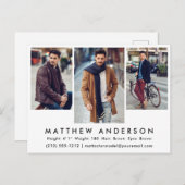 3 Fotomodel Actor Photo Comp Kaart Briefkaart WAT (Voorkant / Achterkant)