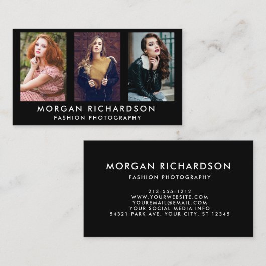 3 Fotomoderne fotograaf Blk Visitekaartje (Voorkant / Achterkant)