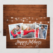 3 Fotopenseel Rustic Wood Lichten Feestdagenkaart (Voorkant / Achterkant)
