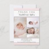 3 Fotoroze witte Baby shower |Aankondiging geboort Bedankkaart (Voorkant)