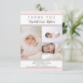 3 Fotoroze witte Baby shower |Aankondiging geboort Bedankkaart (Staand voorkant)