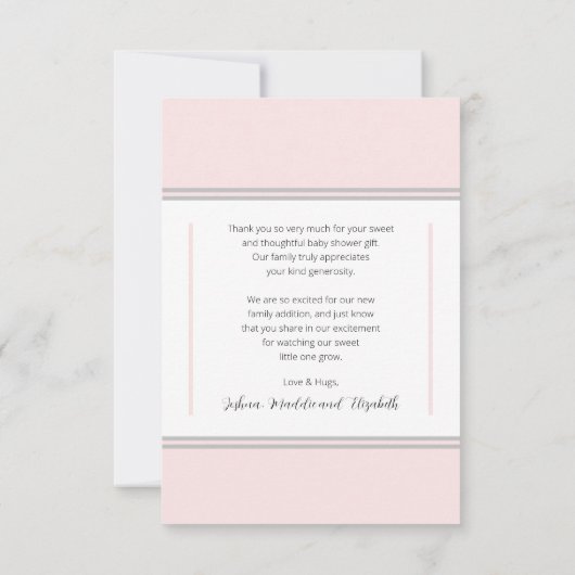 3 Fotoroze witte Baby shower |Aankondiging geboort Bedankkaart (Achterkant)