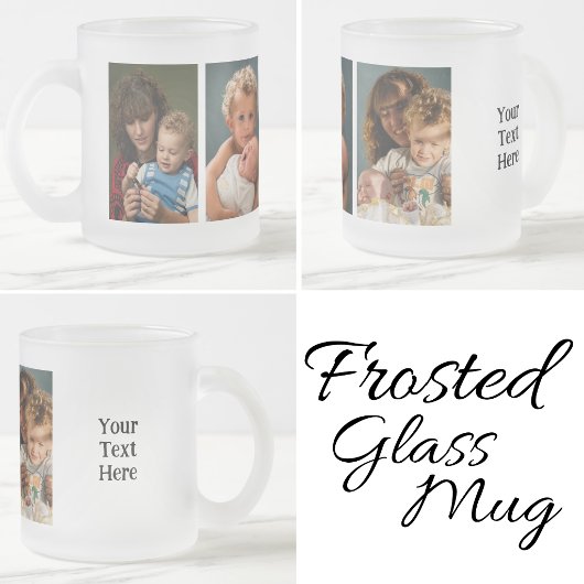 3 foto's aangepaste tekst matglas koffiemok