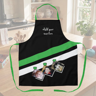 3 foto's aangepaste tekst zwart groen schort