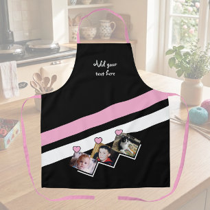 3 foto's aangepaste tekst zwart roze schort