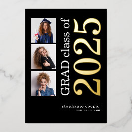 3 foto's Afstudeerder 2025 Real Gold Folie Aankond Folie Uitnodiging