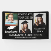 3 Foto's Afstuderen Klasse van 2025 Zwart Spandoek (Horizontaal)