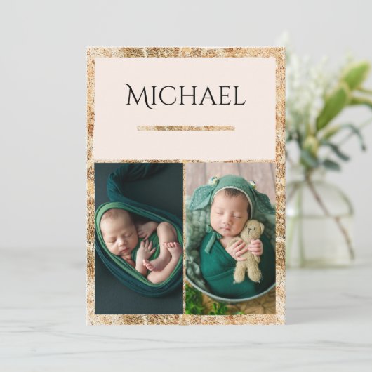 3 foto's Baby Geboorte Aankondiging (Staand voorkant)