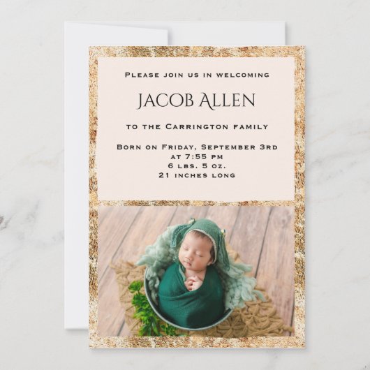 3 foto's Baby Geboorte Aankondiging (Achterkant)