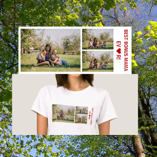 3 Foto's Beste Bonus Mama Ever Hart Fotocollage T-shirt