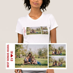 3 Foto's Beste Bonus Mama Ever Hart Fotocollage T-shirt
