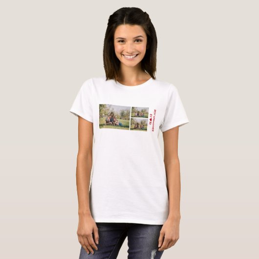 3 foto's Beste peetmoeder ooit hart foto collage T-shirt (Voorkant volledig)