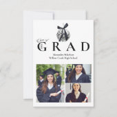 3 Foto's Black Bow Disco Ball Graduation Party Aankondiging (Voorkant)