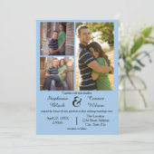 3 Foto's Blauw - Uitnodiging voor een bruiloft (Staand voorkant)