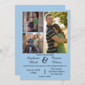 3 Foto's Blauw - Uitnodiging voor een bruiloft (Voorkant / Achterkant)