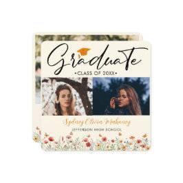 3 foto's Boho waterverf wilde bloem Afstuderen Aankondiging