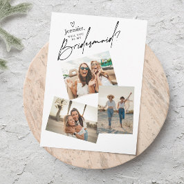 3 Foto's Bridesmaid proposal Kaart Sjabloon