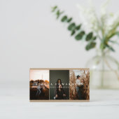3 Foto's Casual Rustic Kraft White Typografie Visitekaartje (Staand voorkant)