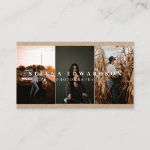 3 Foto's Casual Rustic Kraft White Typografie Visitekaartje