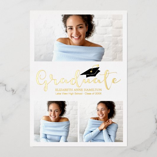 3 Foto's Collage Afstudeerder Aankondiging Folie (Voorkant)