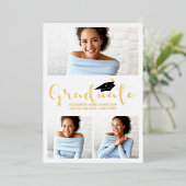 3 Foto's Collage Afstudeerder Aankondiging Folie (Staand Voorkant)