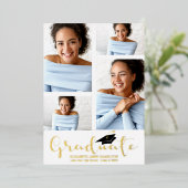 3 Foto's Collage Afstudeerder Aankondiging Folie (Staand Voorkant)
