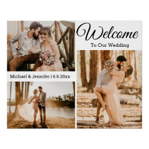 3 foto's collage bruiloft minimalistisch welkomstb perfect poster