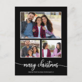 3 Foto's Collage Cute Script Merry KerstBlack Briefkaart (Voorkant)