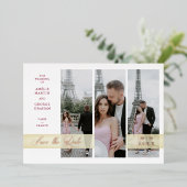 3 Foto's Collage Fancy elegant script Folie Uitnodiging (Staand Voorkant)