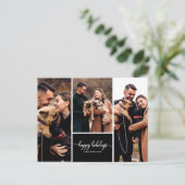 3 Foto's Collage Prettige feestdagen Kerstzwart Briefkaart (Staand voorkant)