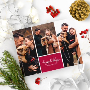 3 Foto's Collage Prettige feestdagen Moderne Kerst Briefkaart