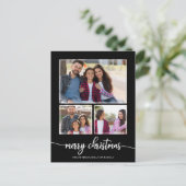 3 foto's collage Schattig script Prettig kerstfees Briefkaart (Staand voorkant)