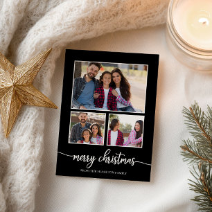 3 foto's collage Schattig script Prettig kerstfees Briefkaart