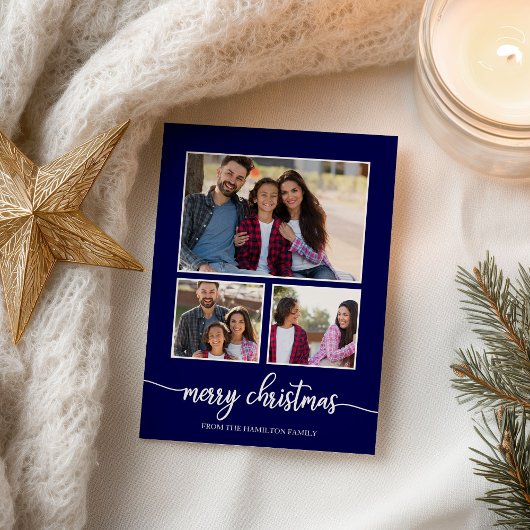 3 foto's collage Schattig script Prettig kerstfees Briefkaart