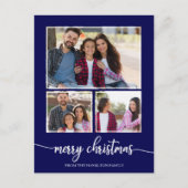 3 Foto's Collage Schattige Script Merry Christmas  Briefkaart (Voorkant)