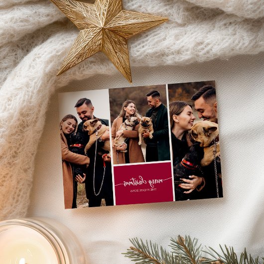 3 foto's collage stijlvol script prettig kerstfees briefkaart