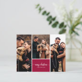 3 foto's collage stijlvol script prettig kerstfees briefkaart (Staand voorkant)