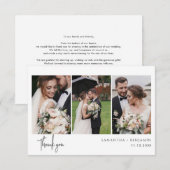 3 foto's Cursief Schrift Huwelijk Bedankt Notitiekaartje (Voorkant / Achterkant)