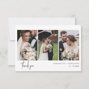 3 foto's Cursief Schrift Huwelijk Bedankt Notitiekaartje