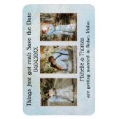3 Foto's Dusty Blue Save the Date Magnet Magneet (Verticaal)